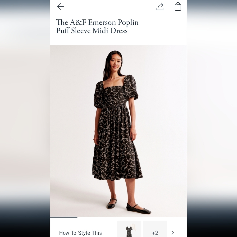 Abercrombie & Fitch Emerson Poplin Puff Sleeve Dress - Size L, NWT